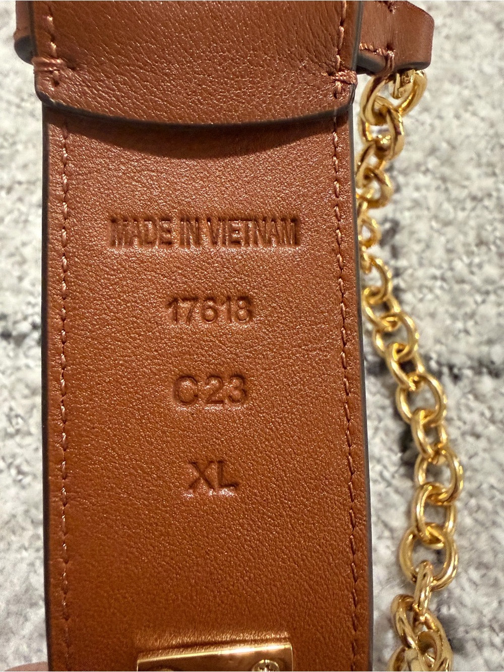 Lauren Ralph Lauren Cognac Leather Chain Belt with Gold Hardware NWOT. - Picture 7 of 8